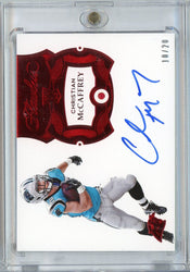 2017 Panini Flawless Christian McCaffrey #138 /20 Ruby On Card Auto Rookie RC Football Card (ONLINE ORDER ONLY)