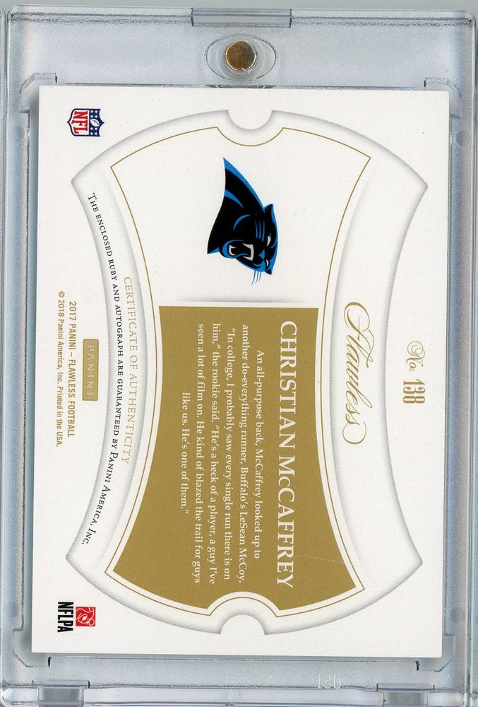 2017 Panini Flawless Christian McCaffrey #138 /20 Ruby On Card Auto Rookie RC Football Card (ONLINE ORDER ONLY)