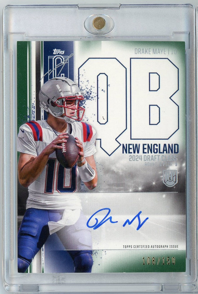 2024 Topps Signature Class Drake Maye #RCADM Green Foil Auto /150 Rookie RC Football Card (ONLINE ORDER ONLY)