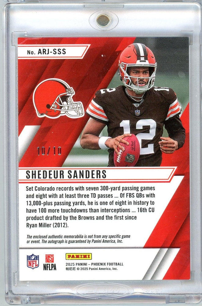 2025 Panini Phoenix Ascension Shedeur Sanders #ARJSSS 10/10 RPA Auto Rookie RC Football Card (ONLINE ORDER ONLY)