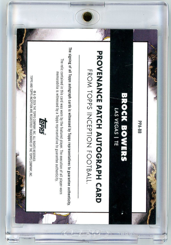 2024 Topps Inception Brock Bowers #PPA-BB /99 Provenance Patch Auto Rookie RC Football Card (ONLINE ORDER ONLY)