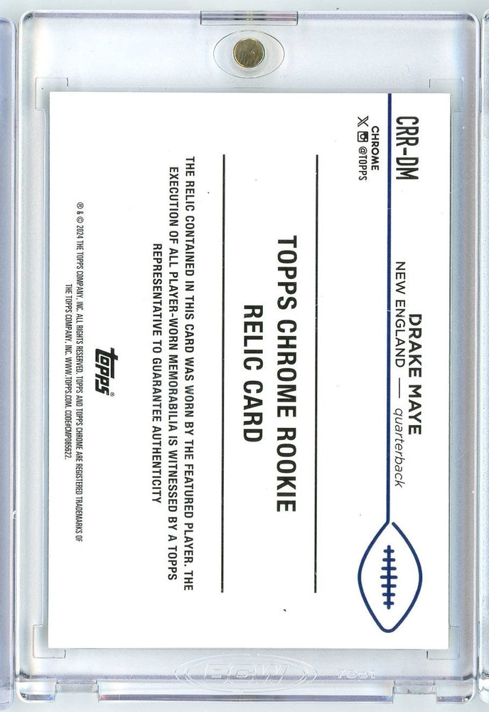 2024 Topps Chrome Rookie Relic Drake Maye #CRR-DM Player Worn Relic Rookie RC Football Card (ONLINE ORDER ONLY)