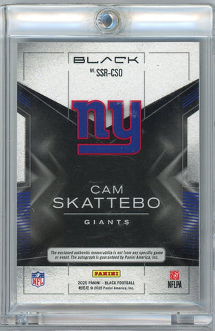 2025 Panini Black Cam Skattebo #SSRCSO /99 Sizable Signatures Relic Auto Rookie RC Football Card (ONLINE ORDER ONLY)