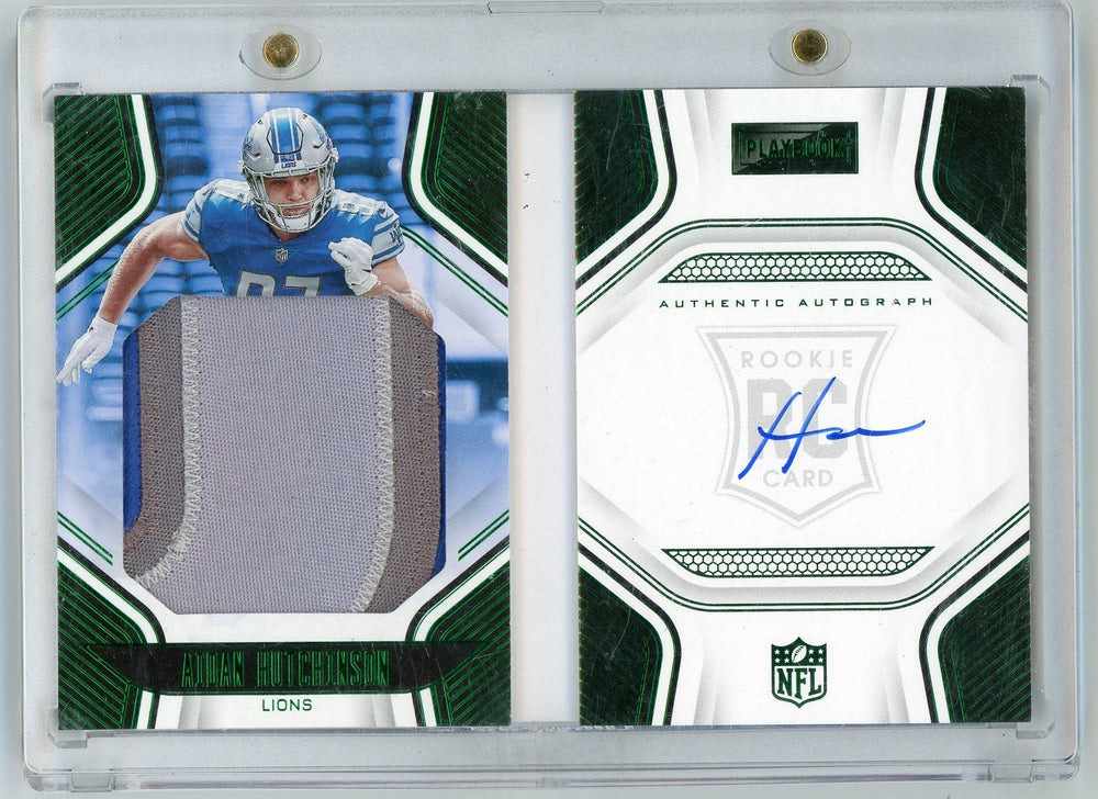 2021 Panini Playbook Rookies Playbook Jersey Autographs Aidan Hutchinson #213 /25 Booklet Auto Rookie RC Football Card (ONLINE ORDER ONLY)