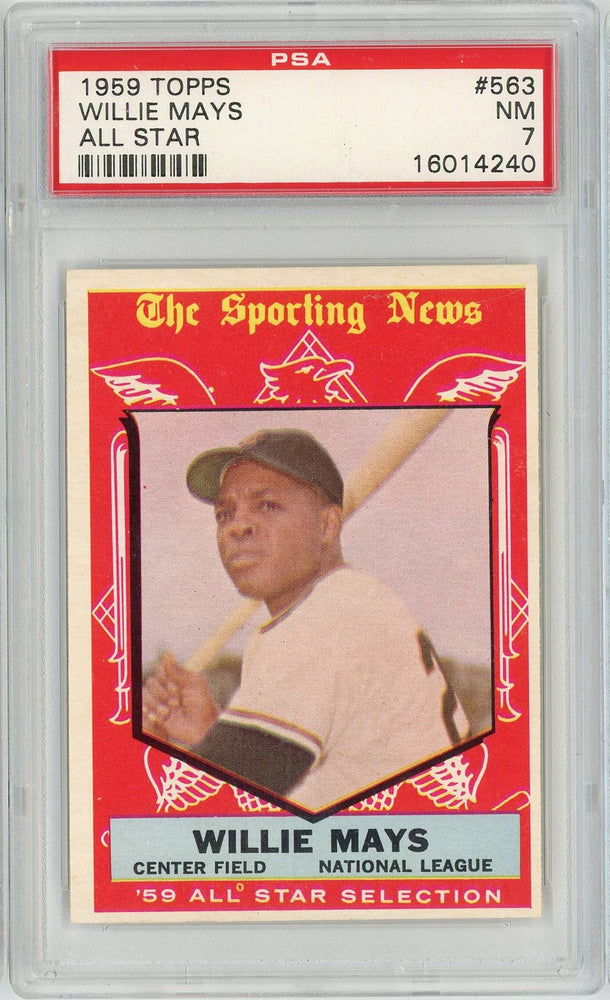 Graded 1959 Topps All Star Willie Mays #563 Baseball Card PSA 7 Near Mint (ONLINE ORDER ONLY)