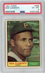 Graded 1961 Topps Bob Roberto Clemente #388 Baseball Card PSA 6 EX-MT (ONLINE ORDER ONLY)