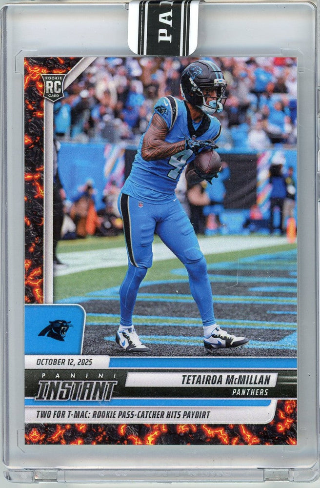 2025 Panini Instant Tetairoa McMillan #143 Magma 1/1 Carolina Panthers Rookie RC Football Card (ONLINE ORDER ONLY)