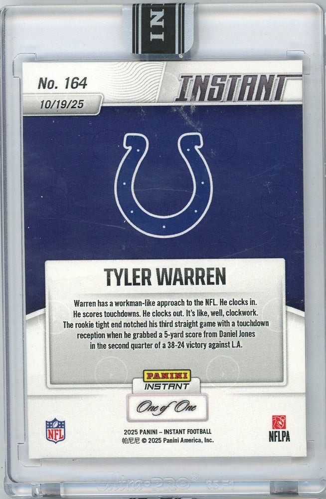 2025 Panini Instant Tyler Warren #164 Magma 1/1 Indianapolis Colts Rookie RC Football Card (ONLINE ORDER ONLY)