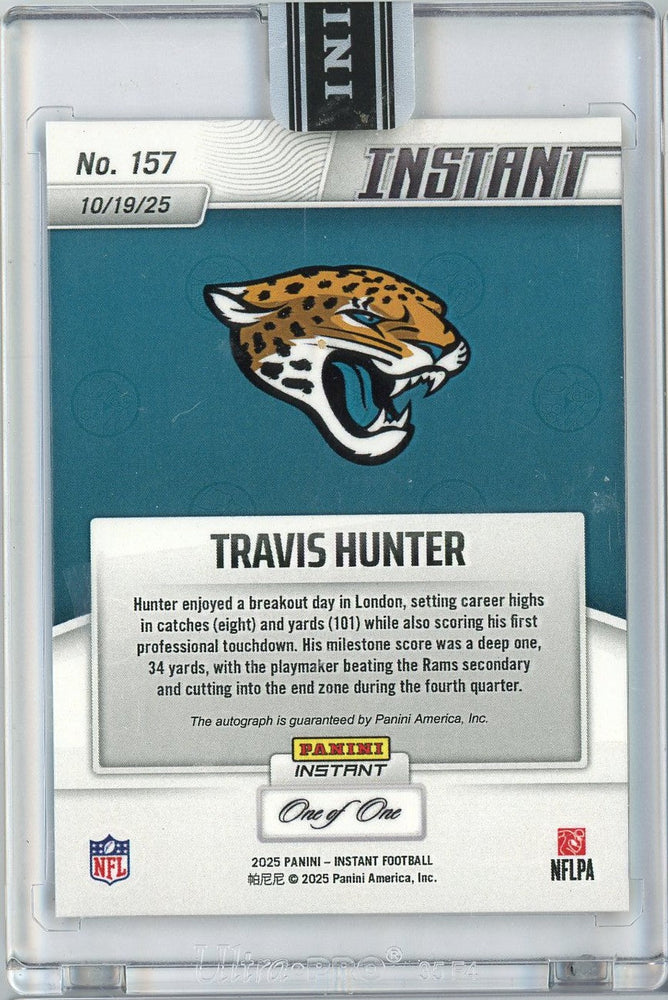 2025 Panini Instant Travis Hunter #157 Magma Auto 1/1 Jacksonville Jaguars Rookie RC Football Card (ONLINE ORDER ONLY)