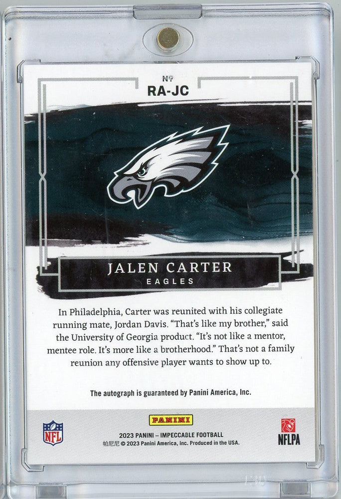 2023 Panini Impeccable Jalen Carter #RA-JC /99 Rookie Autographs Auto Rookie RC Football Card (ONLINE ORDER ONLY)