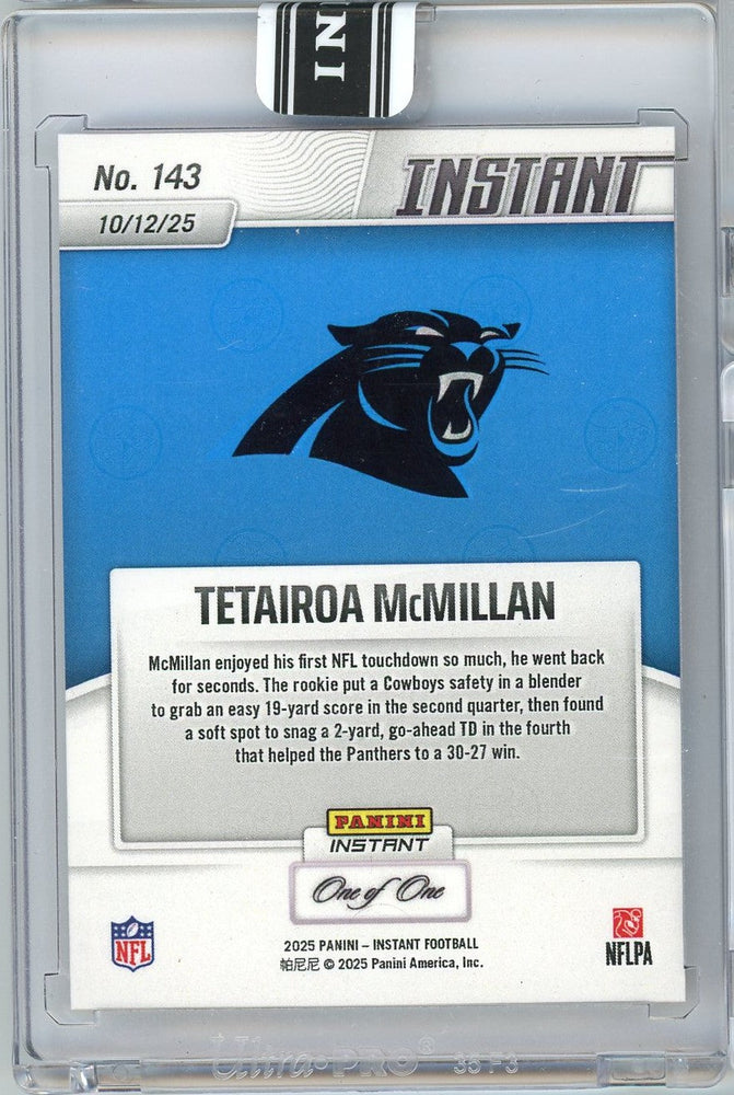 2025 Panini Instant Tetairoa McMillan #143 Magma 1/1 Carolina Panthers Rookie RC Football Card (ONLINE ORDER ONLY)