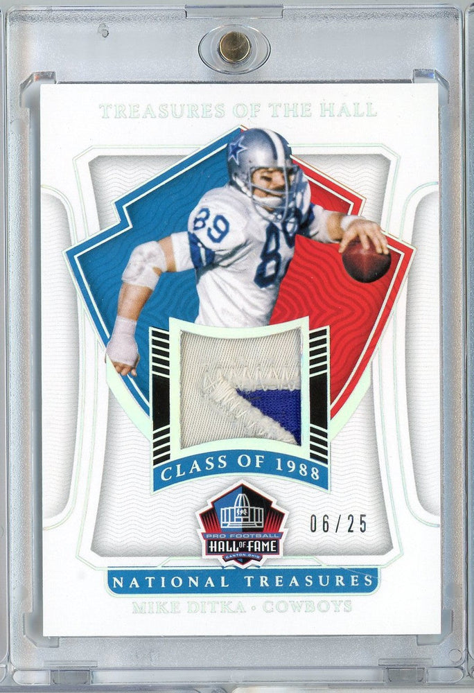 2021 Panini National Treasures Mike Ditka #HALLMD Treasures of the Hall Game Worn Relic Football Card (ONLINE ORDER ONLY)