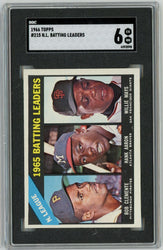 Graded 1966 Topps NL Batting Leaders Clemente Aaron Mays #215 Baseball Card SGC 6 (ONLINE ORDER ONLY)