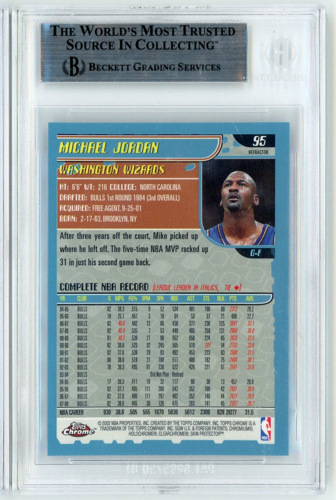 Graded 2001 Topps Chrome Michael Jordan #95 Refractor Basketball Card BGS 8.5 NM-MT+