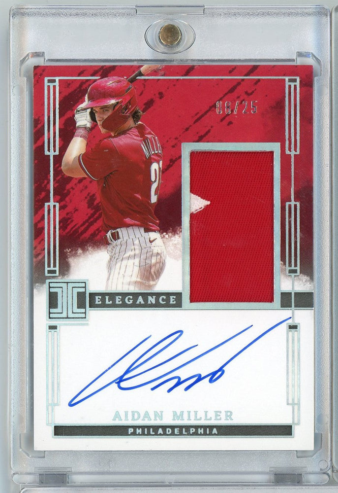 2024 Panini Impeccable Aidan Miller #EPJAM /25 Elegance Relic Auto Rookie RC Baseball Card