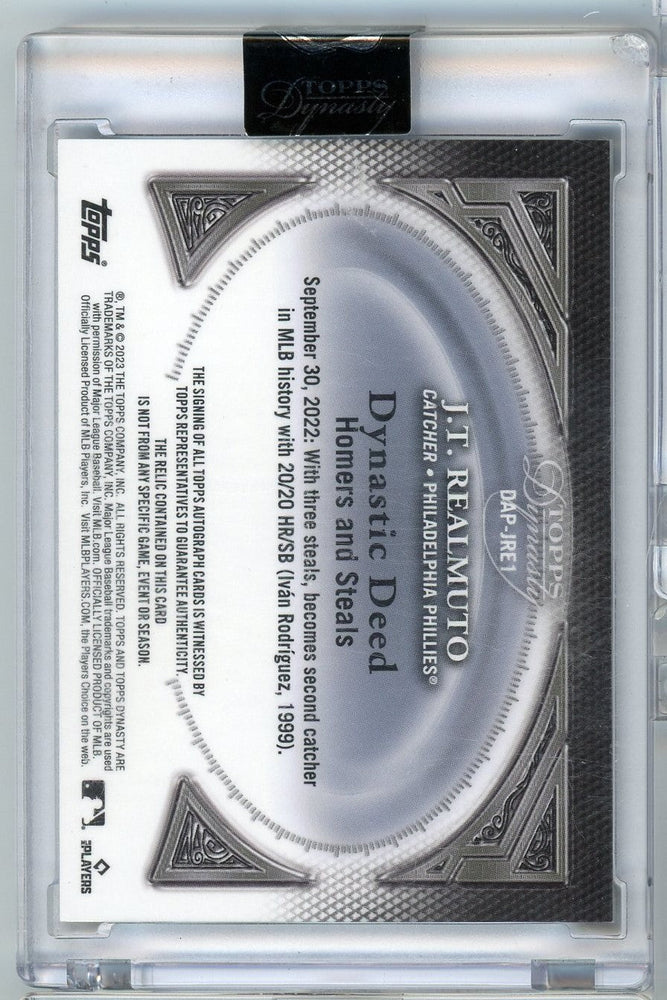2023 Topps Dynasty JT J.T. Realmuto #DAPJRE1 10/10 Dynastic Deed Relic Auto Baseball Card