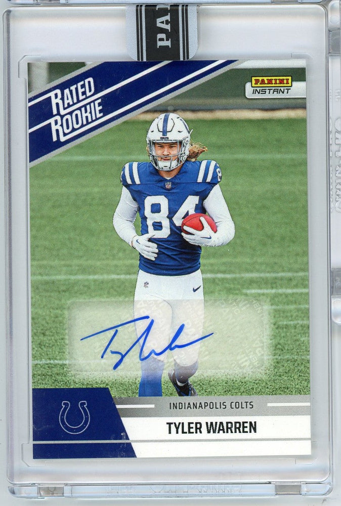 2025 Panini Instant NFL Tyler Warren #31 Rated Retro Rookie Auto /99 Indianapolis Colts Rookie RC Football Card
