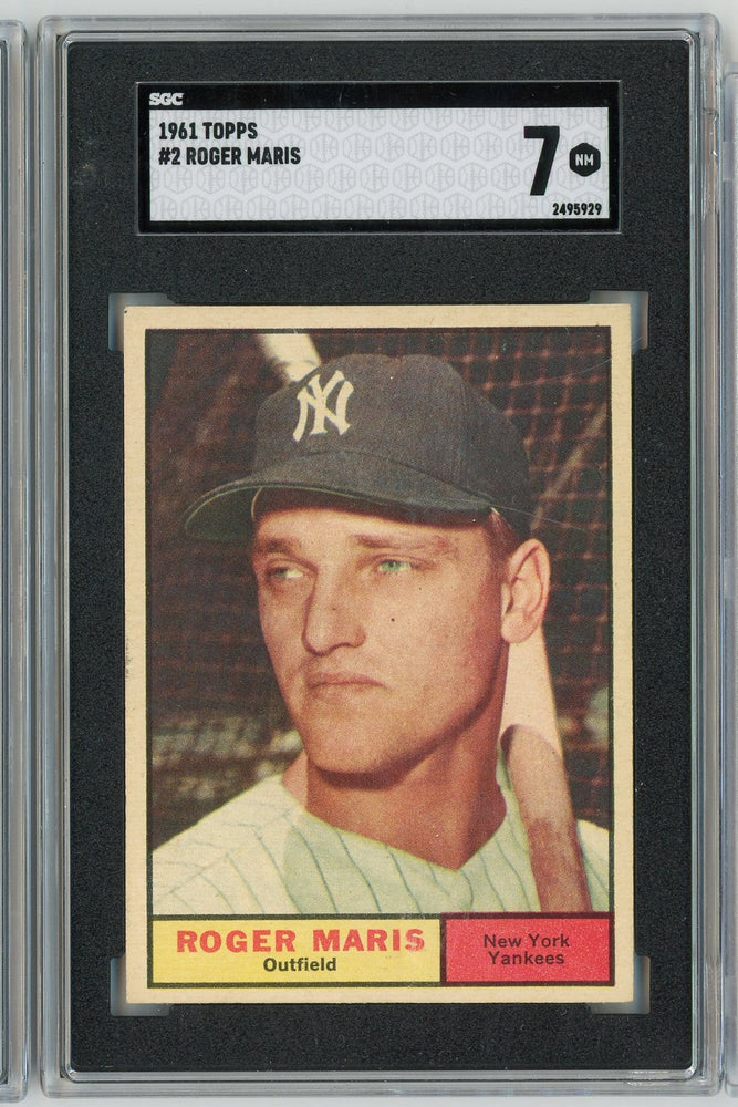 Graded 1961 Topps Roger Maris #2 Baseball Card SGC 7 Near Mint