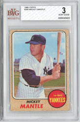 Graded 1968 Topps Mickey Mantle #280 Baseball Card BGS 3 Very Good