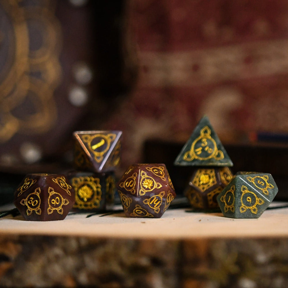 Indian, Indian Agate Stone Dice Set - Dice Around the World Collection (ONLINE ORDER ONLY)