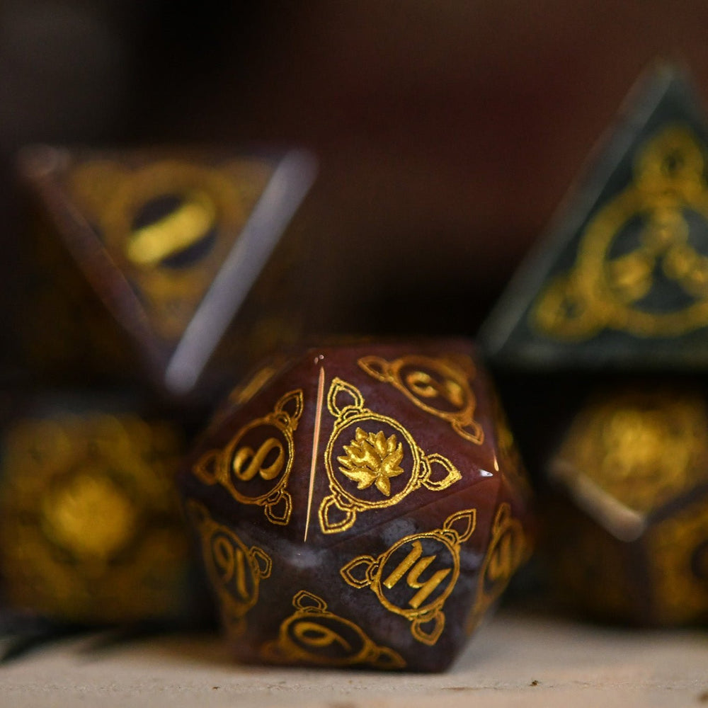 Indian, Indian Agate Stone Dice Set - Dice Around the World Collection (ONLINE ORDER ONLY)