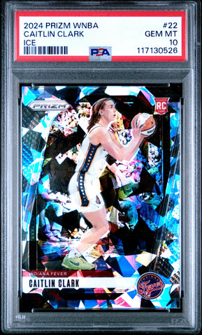 Graded 2024 Panini Prizm Caitlin Clark #22 Ice Rookie RC Basketball Card PSA 10 Gem Mint (ONLINE ORDER ONLY)