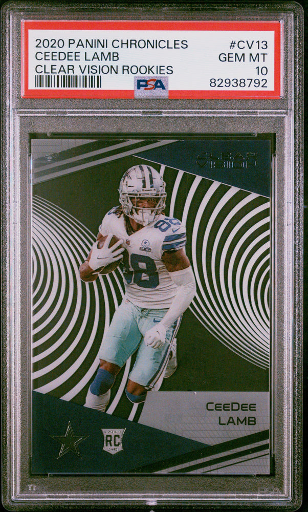 Graded 2020 Panini Chronicles CeeDee Lamb #CV13 Clear Vision Rookies Rookie RC Football Card PSA 10 Gem Mint (ONLINE ORDER ONLY)