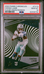 Graded 2020 Panini Chronicles CeeDee Lamb #CV13 Clear Vision Rookies Rookie RC Football Card PSA 10 Gem Mint (ONLINE ORDER ONLY)