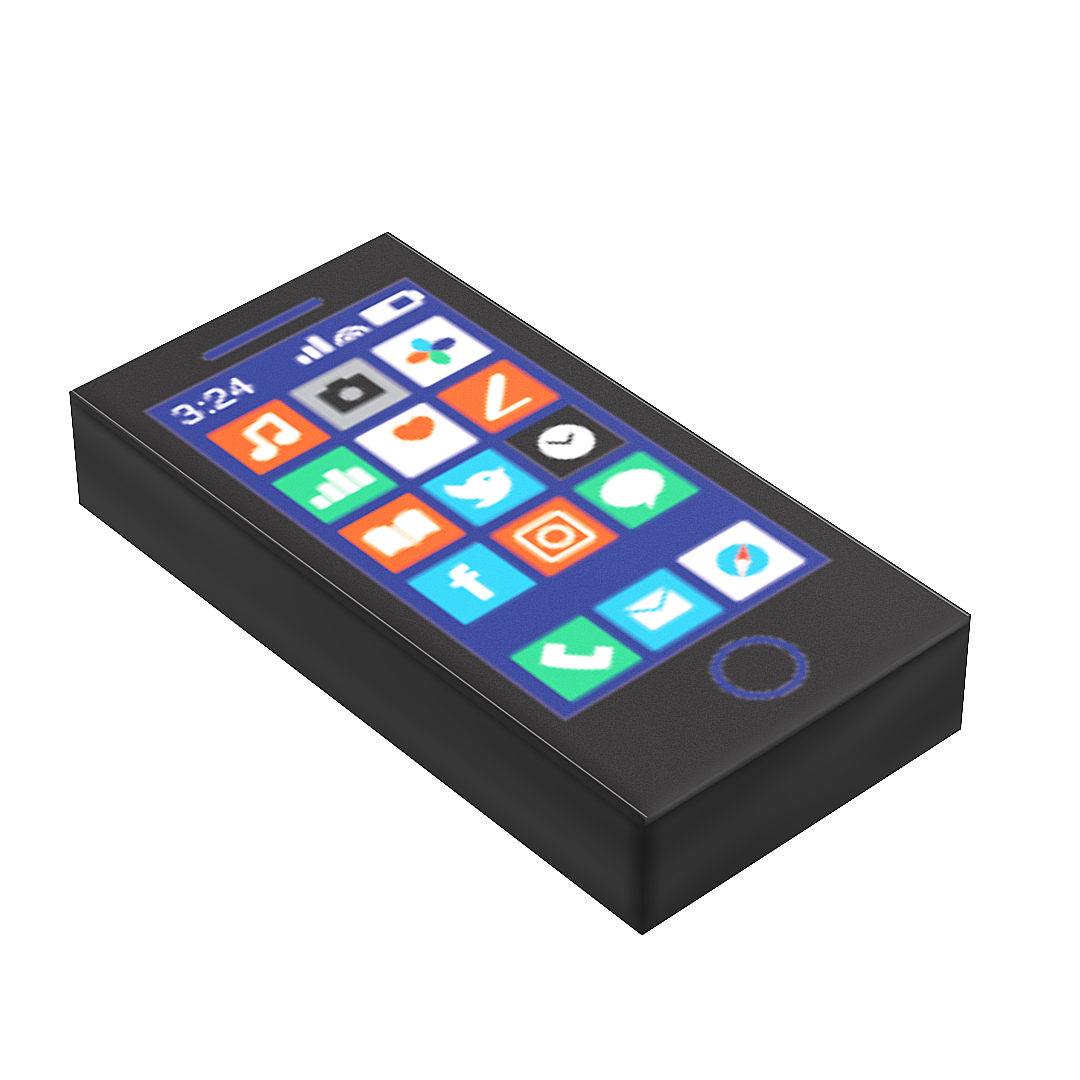 Mobile Phone - B3 Customs Printed 1x2 Tile made using LEGO parts (Online Order Only)
