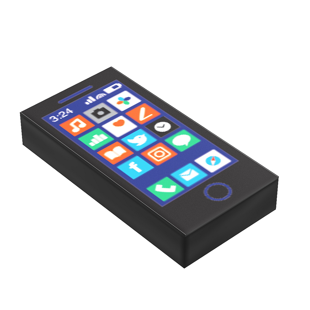 Mobile Phone - B3 Customs Printed 1x2 Tile made using LEGO parts (Online Order Only)