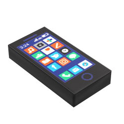 Mobile Phone - B3 Customs Printed 1x2 Tile made using LEGO parts (Online Order Only)