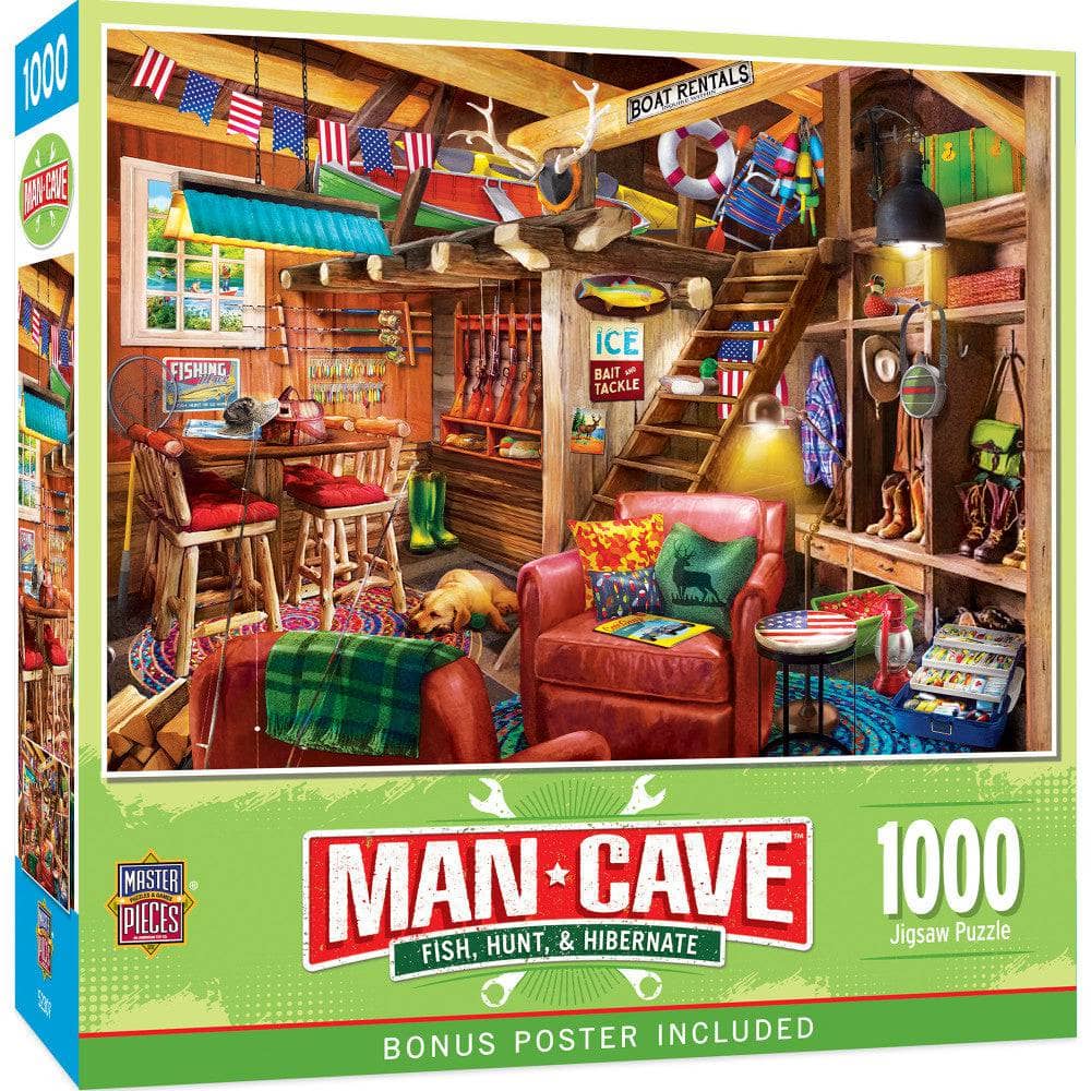Man Cave - Fish, Hunt, & Hibernate 1000 Piece Jigsaw Puzzle (ONLINE ORDER ONLY)