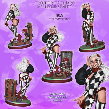 Isa the Puppeteer – Harlequin Bard – Resin Tabletop Miniature (ONLINE ORDER ONLY)
