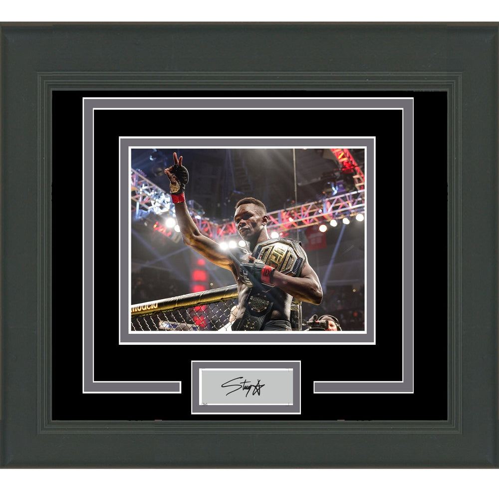 Framed Israel Adesanya Facsimile Laser Engraved Signature Auto UFC 11x14 Photo (ONLINE ORDER ONLY)