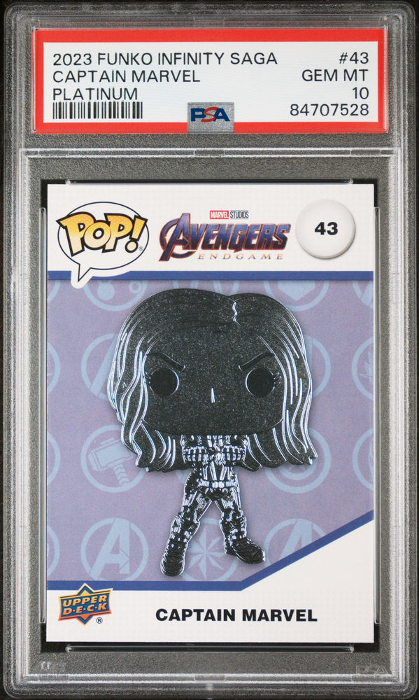 2023 UPPER DECK FUNKO POP MARVEL  CAPTAIN MARVEL PLATINUM #43  PSA 10 (Online Order Only)