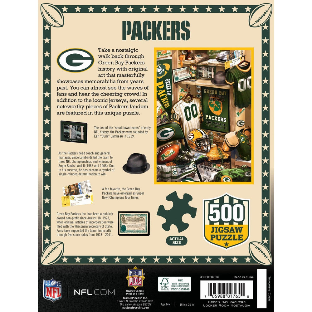 Green Bay Packers - Locker Room 500 Piece Jigsaw Puzzle (ONLINE ORDER ONLY)