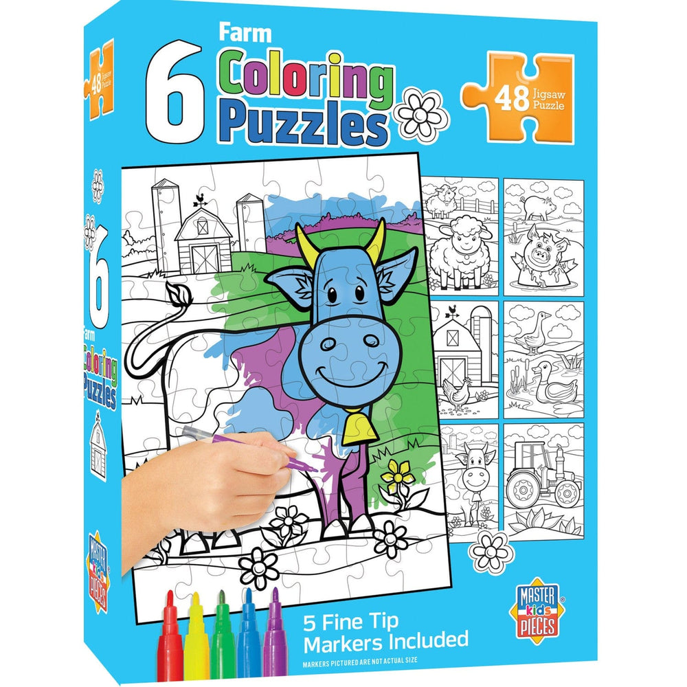 Coloring Puzzles 6-Pack - Farm 48 Piece Puzzles (ONLINE ORDER ONLY)