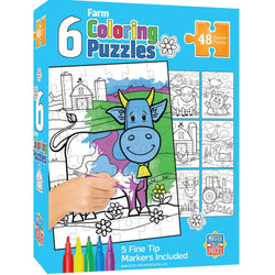 Coloring Puzzles 6-Pack - Farm 48 Piece Puzzles (ONLINE ORDER ONLY)