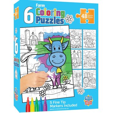 Coloring Puzzles 6-Pack - Farm 48 Piece Puzzles (ONLINE ORDER ONLY)
