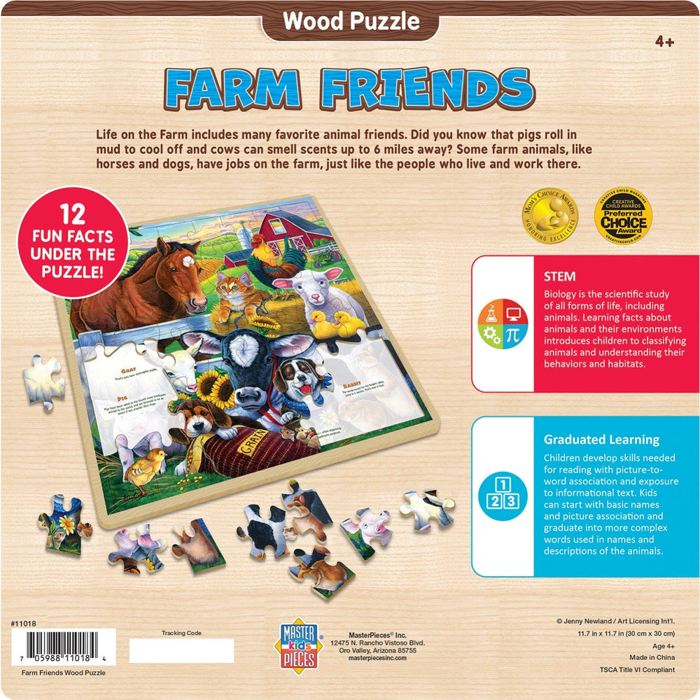 Wood Fun Facts - Farm Friends 48 Piece Wood Jigsaw Puzzle (ONLINE ORDER ONLY)