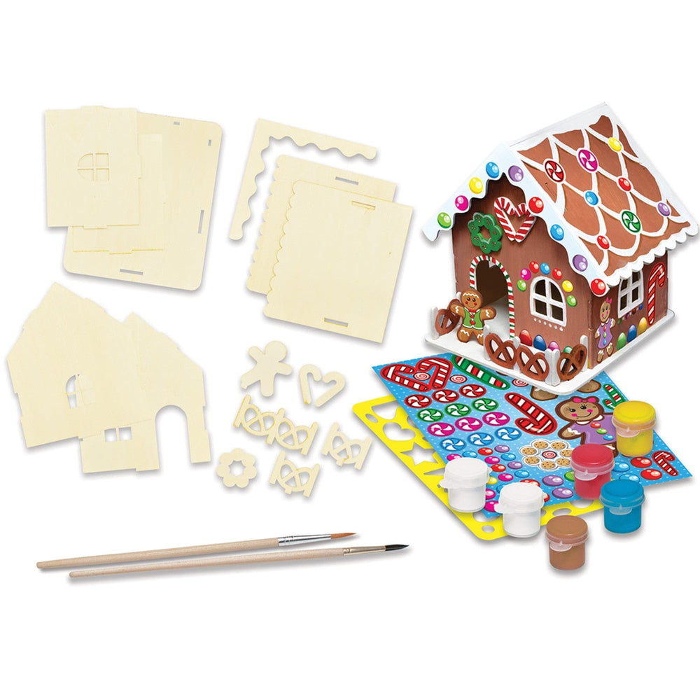 Holiday Craft Kit - Buildable Gingerbread House Wood Paint Kit (ONLINE ORDER ONLY)