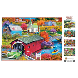 Country Escapes - Hill Village Covered Bridge 500 Piece Jigsaw Puzzle (ONLINE ORDER ONLY)