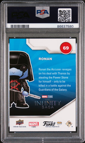 2023 UPPER DECK FUNKO POP MARVEL  RONAN PATINA #69  PSA 10 (Online Order Only)