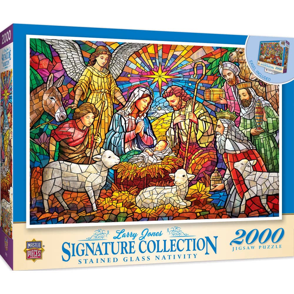 Signature Collection - Stained Glass Nativity 2000 Piece Jigsaw Puzzle (ONLINE ORDER ONLY)
