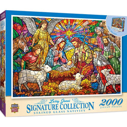 Signature Collection - Stained Glass Nativity 2000 Piece Jigsaw Puzzle (ONLINE ORDER ONLY)