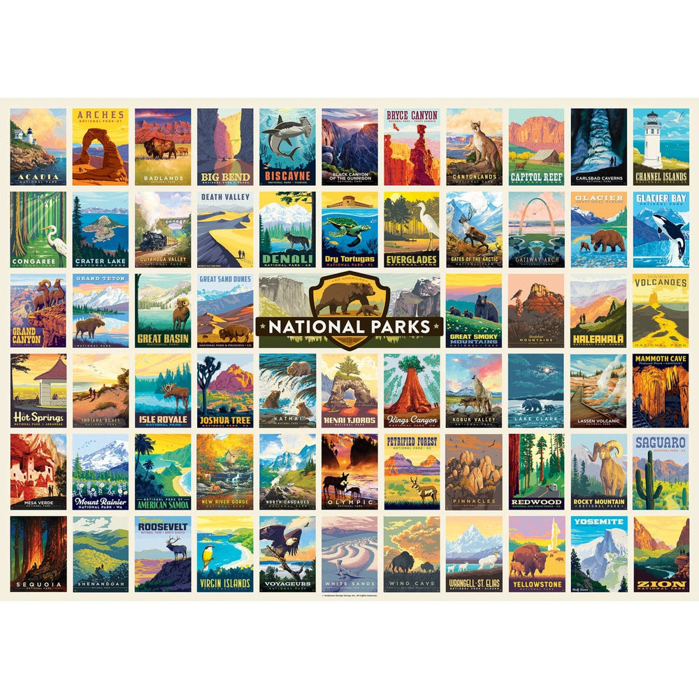 National Parks - Vintage Collage Poster Art 1000 Piece Jigsaw Puzzle (ONLINE ORDER ONLY)