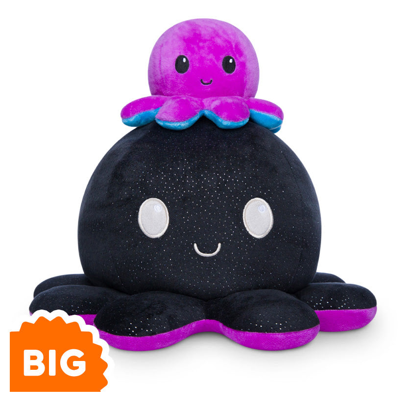 TeeTurtle Big Reversible Octopus: Black Sparkle/Rainbow Stripes (Big) (ONLINE ORDER ONLY)