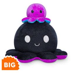 TeeTurtle Big Reversible Octopus: Black Sparkle/Rainbow Stripes (Big) (ONLINE ORDER ONLY)