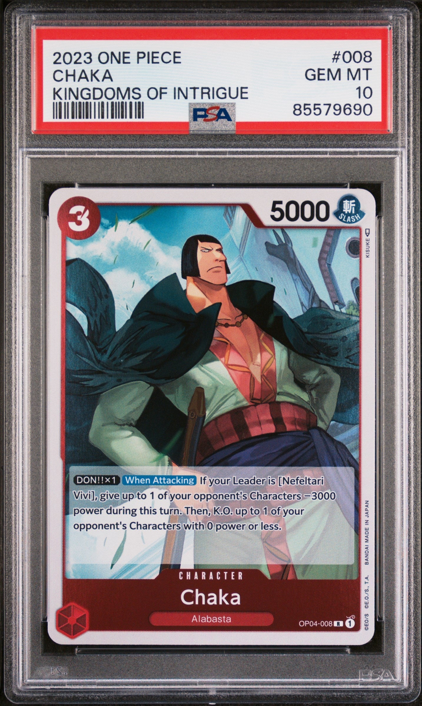 2023 ONE PIECE KINGDOMS OF INTRIGUE CHAKA #8 - PSA GEM MT 10 (Online Order Only)