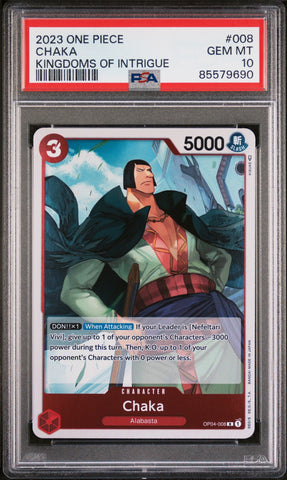 2023 ONE PIECE KINGDOMS OF INTRIGUE CHAKA #8 - PSA GEM MT 10 (Online Order Only)